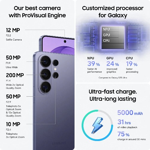 SMARTPHONE SAMSUNG GALAXY S26 ULTRA 5G DS 6.9'' SM-S948 12GB/512GB BLACK